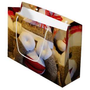 Peek-a-boo Sock Monkey Large Gift Bag