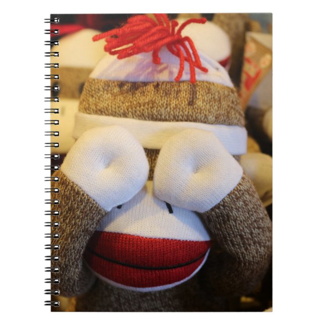 Peek-a-boo Sock Monkey Notebook (Front)
