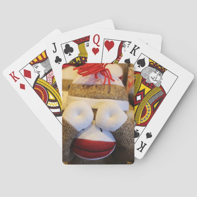 Peek-a-boo Sock Monkey Playing Cards (Back)
