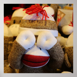 Peek-a-boo Sock Monkey Poster