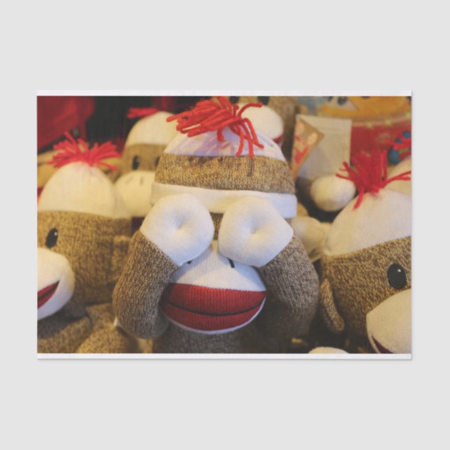 Peek-a-boo Sock Monkey Tissue Paper (Front)