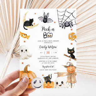 Peek A Boo Spooky Boho Halloween Baby Shower Invit Invitation