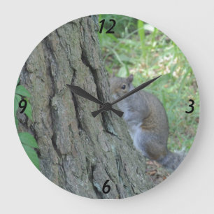Peek A Boo Squirrel - Large Clock