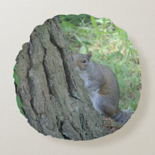 Peek A Boo Squirrel - Round Cushion