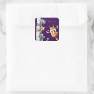 Peek-a-Boo Zoo Animals Birthday Thank You Sticker