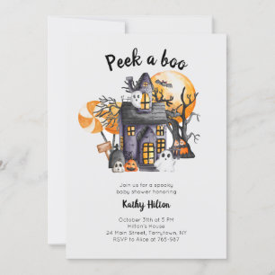 Peek A Book Cute Halloween Baby Shower Invitation