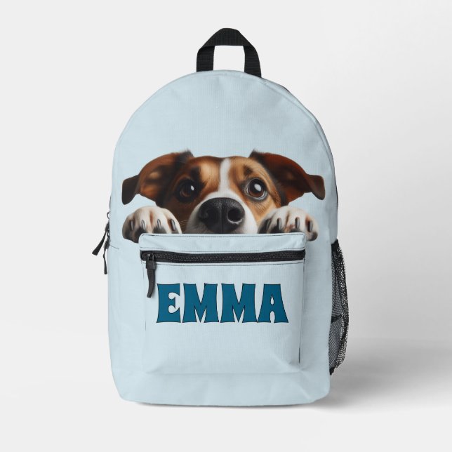 Peek a Pup Printed Backpack (Front)