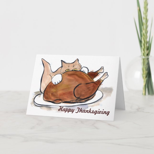 Peek-a-turkey - kitten's new game holiday card (Front)