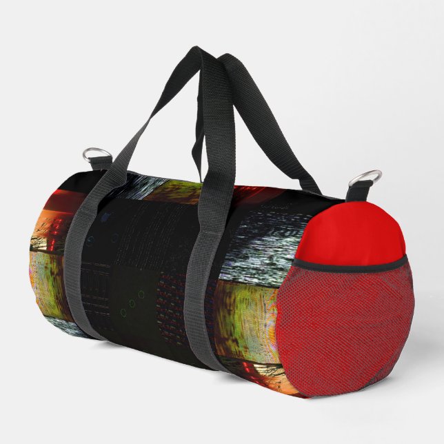 Peek Abstract Glitch Art Digital Distortion Grid Duffle Bag (Right Corner)