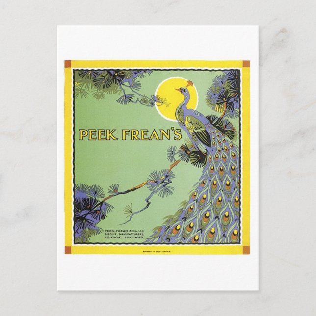 Peek Frean's Peacock Ad Postcard (Front)