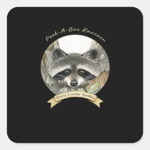 Peekabo Raccoon Square Sticker