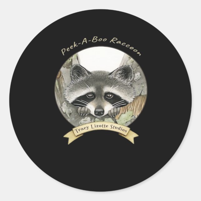 Peekabo Racoon Classic Round Sticker (Front)