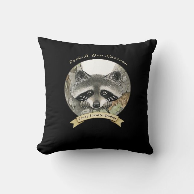 Peekabo Racoon Cushion (Front)