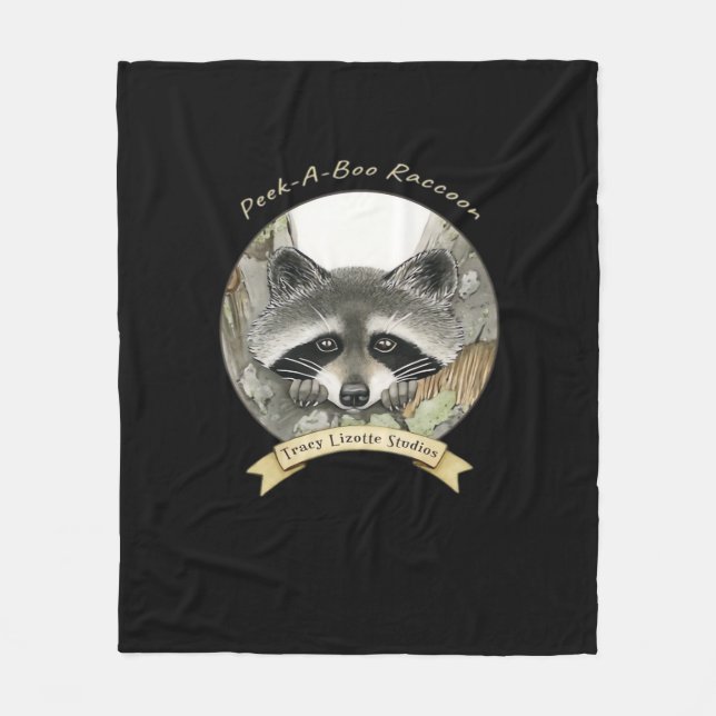 Peekabo Racoon Fleece Blanket (Front)