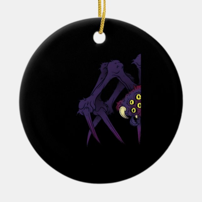 Peekabo Spider Ceramic Tree Decoration (Front)