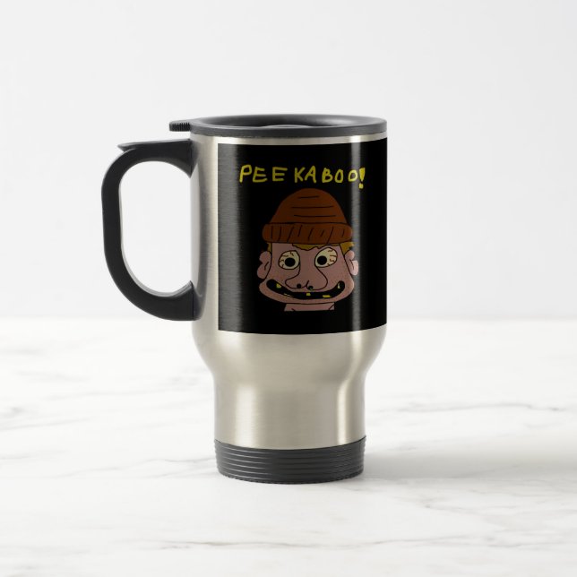 Peekabo Weird Man Travel Mug (Left)