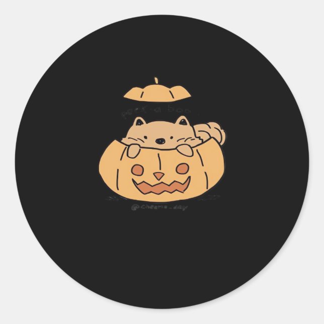 Peekaboo Autumn Vibes Classic Round Sticker (Front)