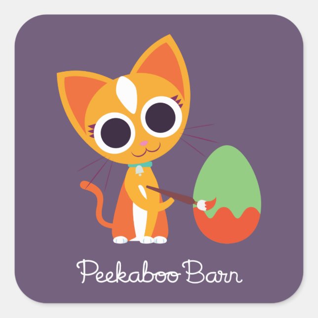 Peekaboo Barn Easter | Purrl the Cat Square Sticker (Front)