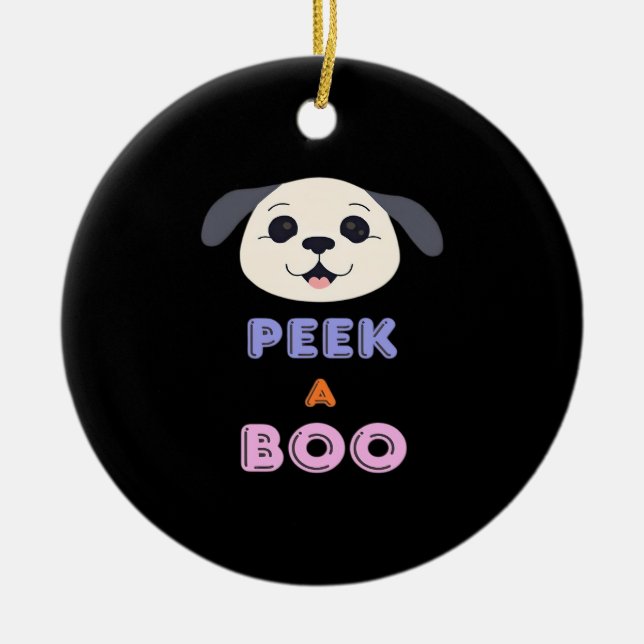 Peekaboo Basic Design Ceramic Tree Decoration (Front)