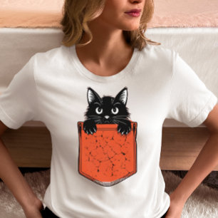 Peekaboo Black Cat Pocket T-Shirt