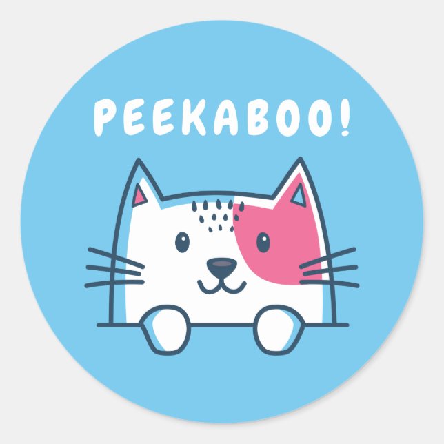 Peekaboo Cat Classic Round Sticker (Front)
