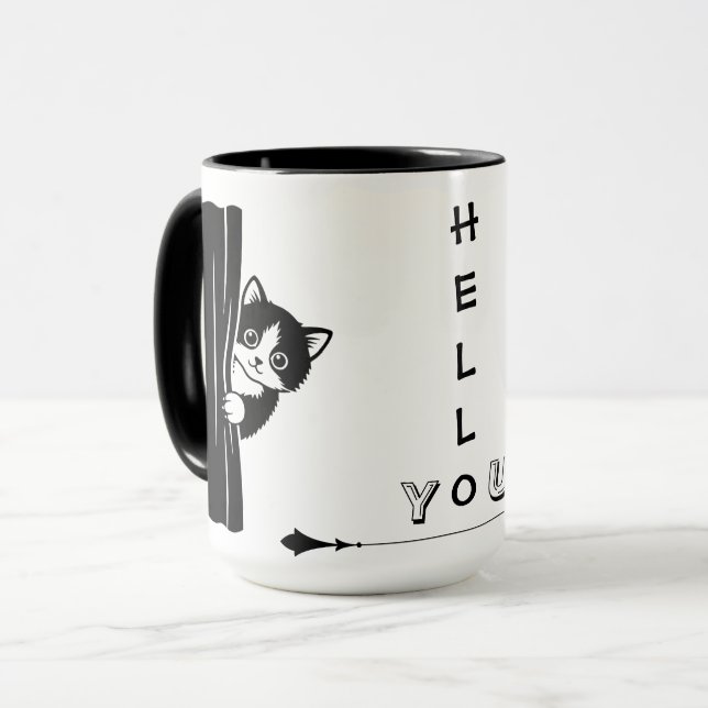 Peekaboo Cat Funny Mug (Front Left)
