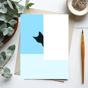 Peekaboo Cat Peaking Around Corner Painting Postcard
