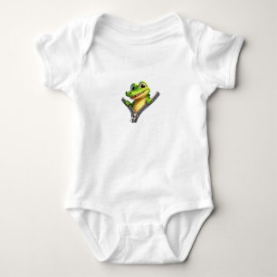 Peekaboo Croc Zipper Design Baby Bodysuit