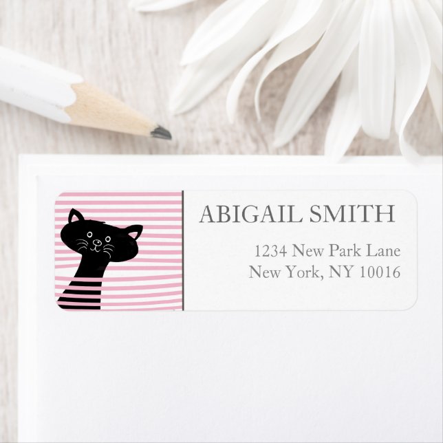 Peekaboo! Cute Black Cat - Return Address Labels (Insitu)