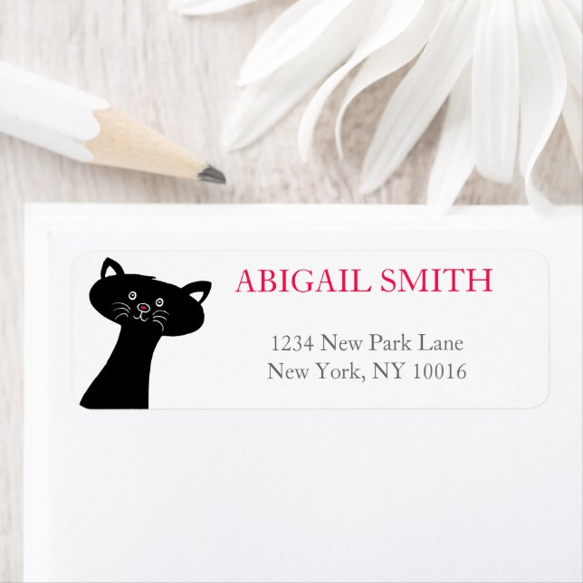 Peekaboo! Cute Black Cat - Return Address Labels (Insitu)