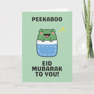 Peekaboo Cute Frog Kawaii Eid Mubarak Card