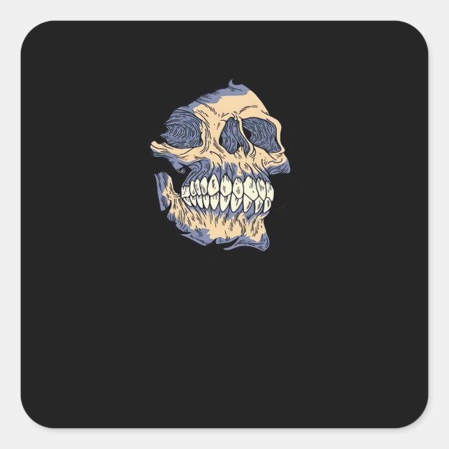 Peekaboo Death Skull Square Sticker (Front)
