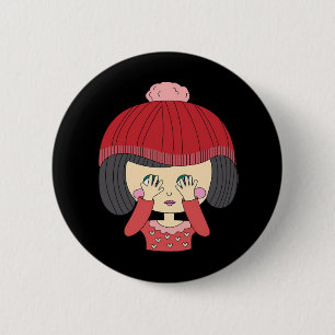 Peekaboo Girl Sloth Design 6 Cm Round Badge