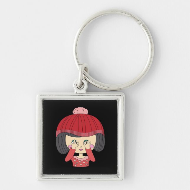 Peekaboo Girl Sloth Design Key Ring (Front)