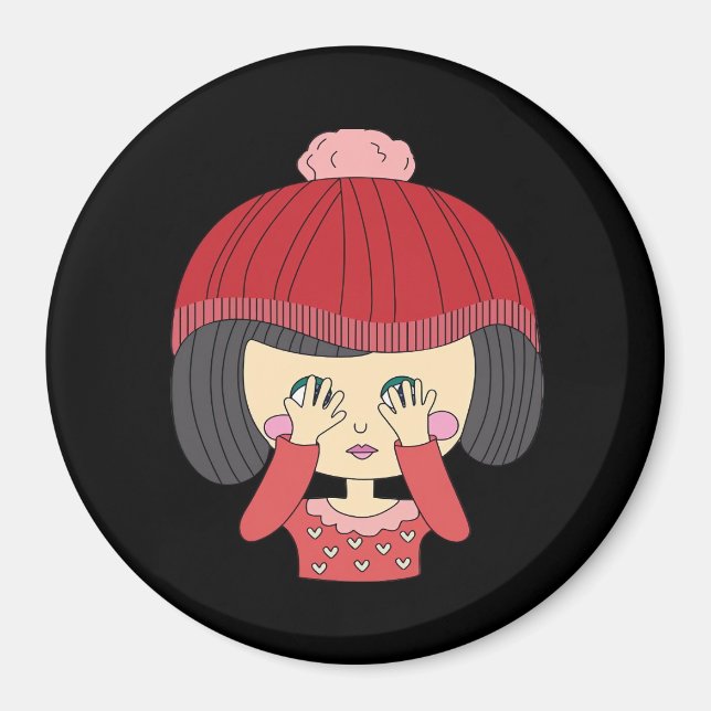 Peekaboo Girl Sloth Design Magnet (Front)