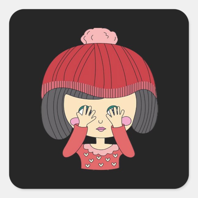Peekaboo Girl Sloth Design Square Sticker (Front)