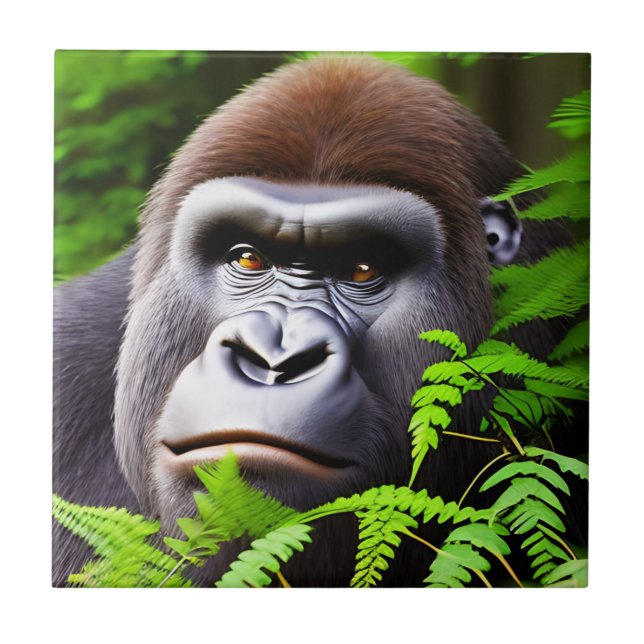 Peekaboo Gorilla, Ceramic Tile (Front)