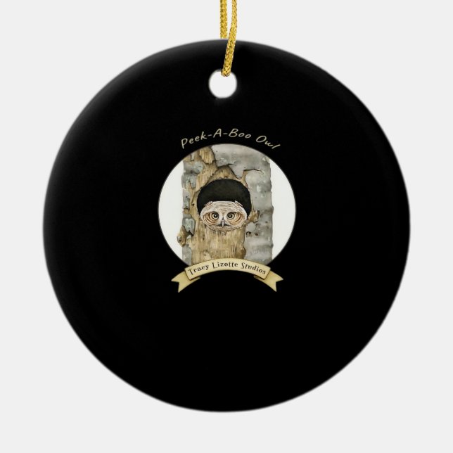 Peekaboo Meme Design For Halloween Ceramic Tree Decoration (Front)