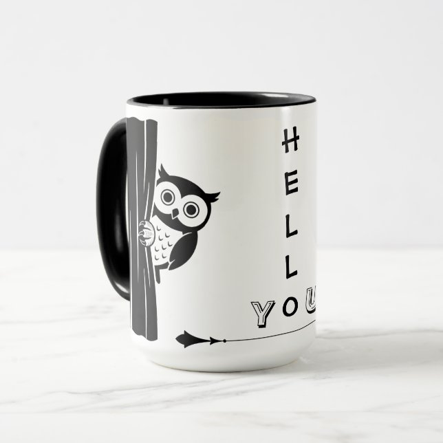 Peekaboo Owl Funny Mug (Front Left)