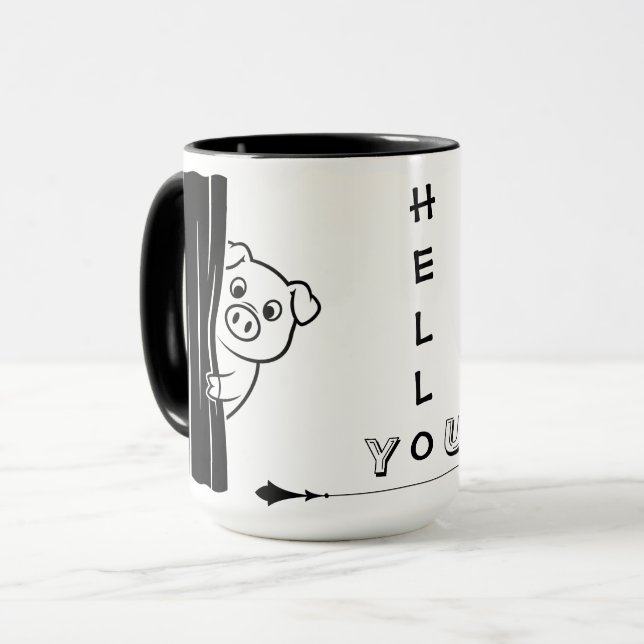 Peekaboo Pig Funny Mug (Front Left)