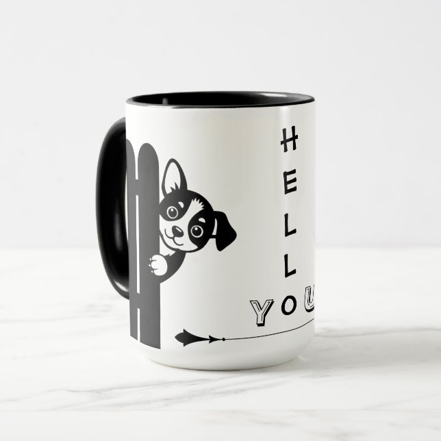 Peekaboo Puppy Funny Mug (Front Left)