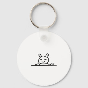 Peekaboo Rabbit Cartoon Sketch Classic Key Ring
