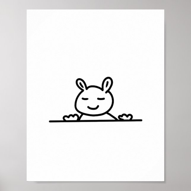 Peekaboo Rabbit Cartoon Sketch Classic Poster (Front)