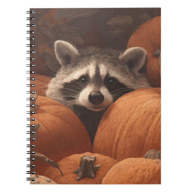 Peekaboo Raccoon Pumpkin Patch Art Notebook (Front)