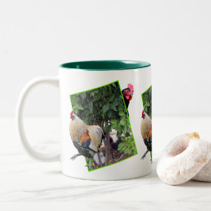 Peekaboo Rooster And Chicken, Two-Tone Coffee Mug