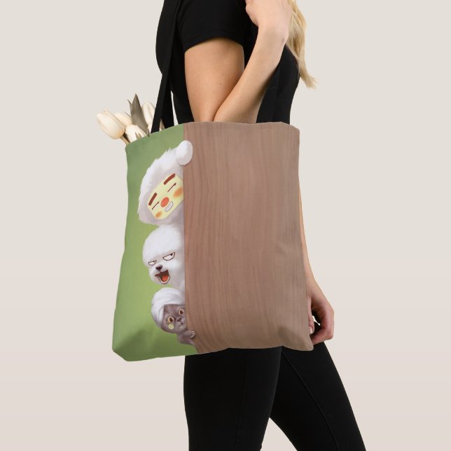 Peeking Animals Trio Tote Bag (Close Up)