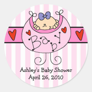 Peeking Baby & Bib Baby Shower Sticker