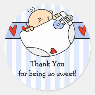 Peeking Baby Boy Baby Shower Sticker