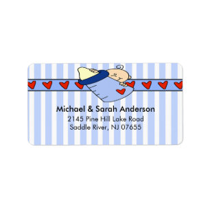 Peeking Baby Boy Bottle Address Label