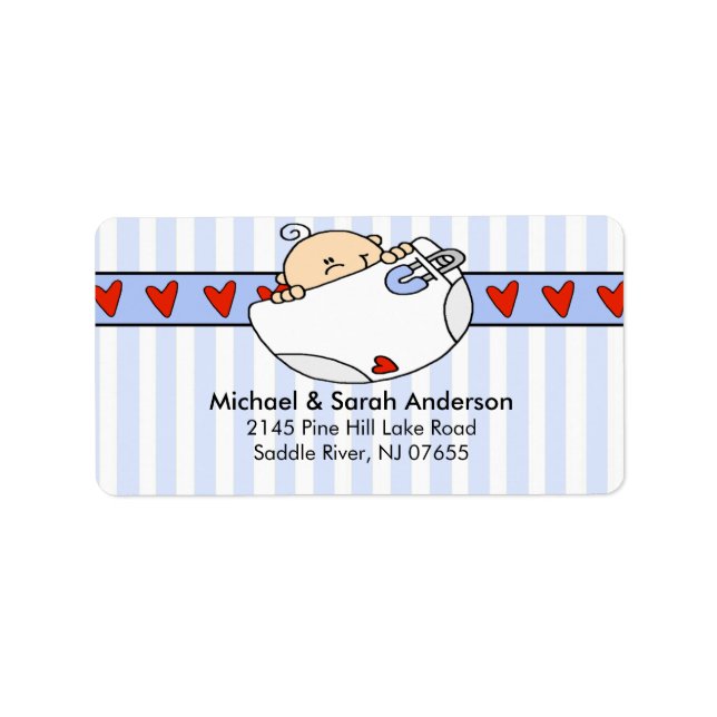 Peeking Baby Boy Diaper Address Label (Front)
